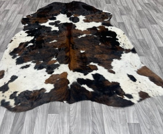 Cowhide Rug Brown Black Tricolor v187