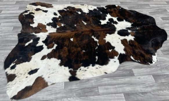 Cowhide Rug Brown Black Tricolor v187
