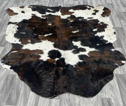 Cowhide Rug Brown Black Tricolor v187