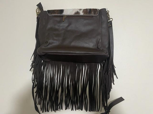 Montana Cowhide Crossbody Purse With Fringe