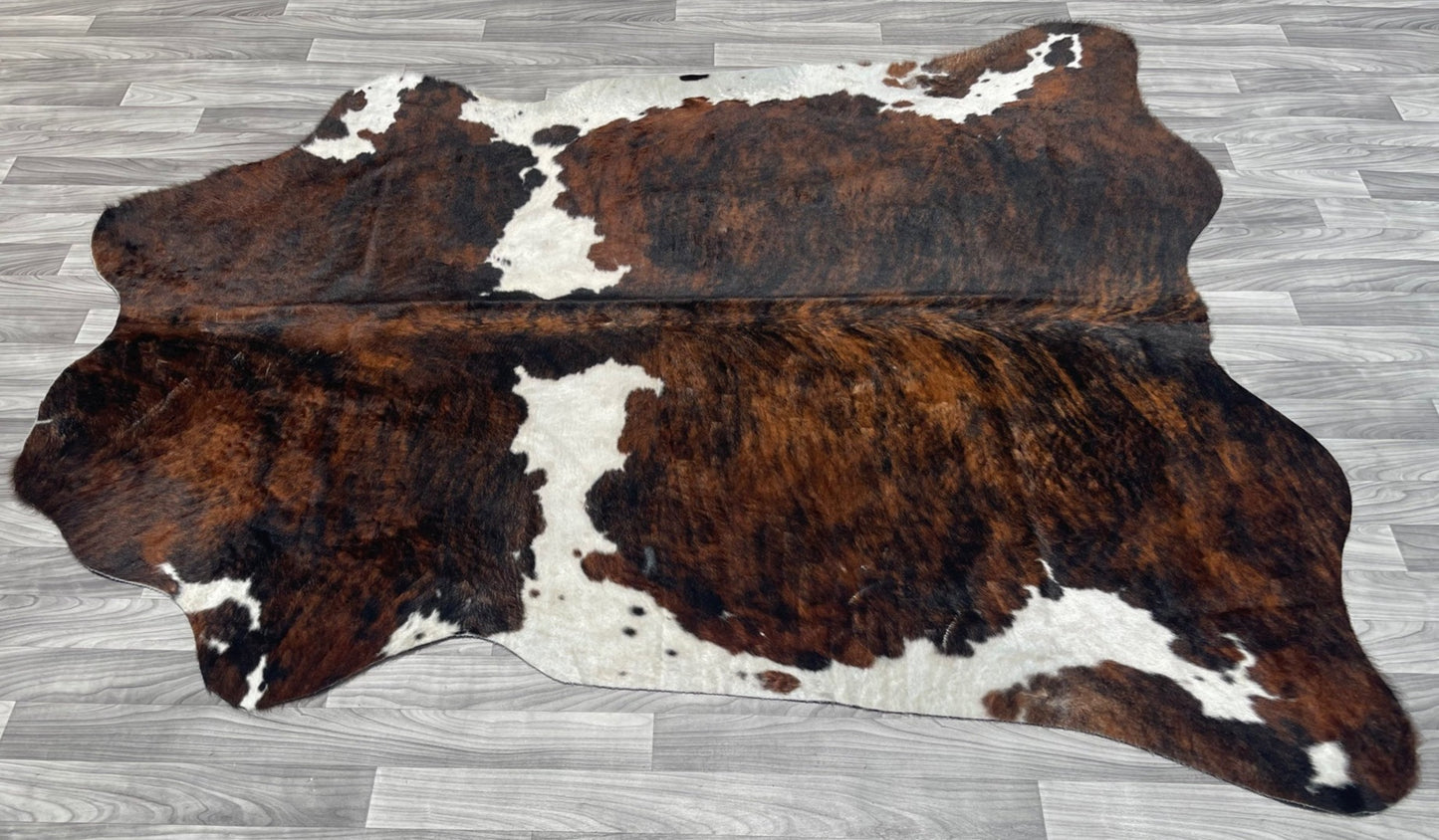 Cowhide Rug v185 Brown Tricolor