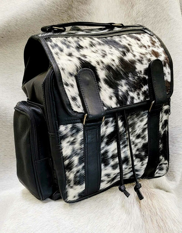cowhide and leather backpack