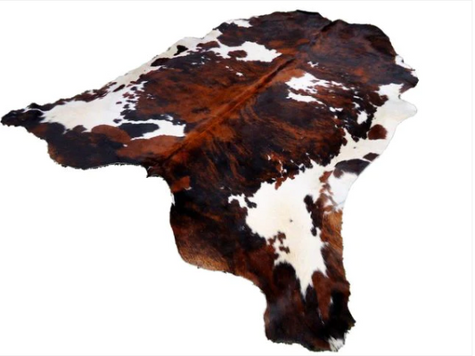 Cowhide rug on the floor