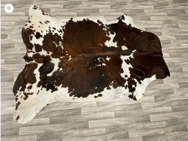 White and Brown Cowhide Rug