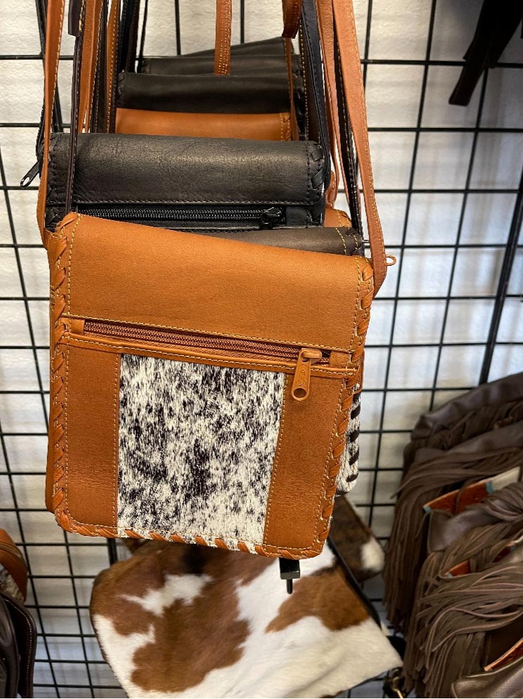 cowhide and leather purse
