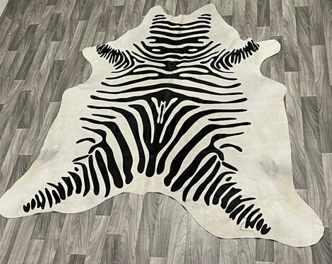 zebra patterned cowhide rug