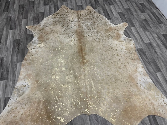 Cowhide Rug Gold Acid Wash