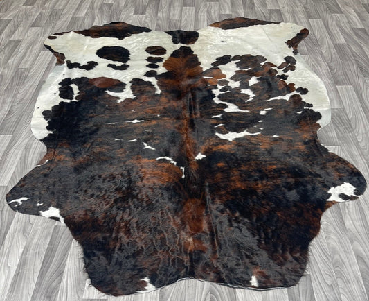 Chocolate  mix Tricolor Cowhide Rug v181